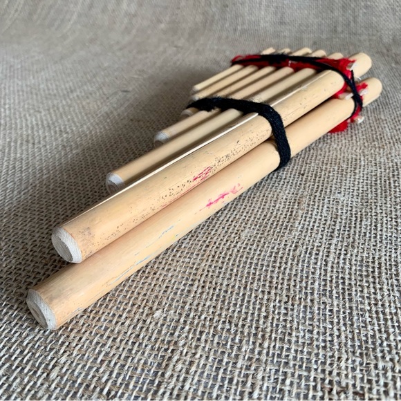 5 Instrument Bundle: 2 Carved Wood Flutes, Pan Flute, Hand Drum & Xylophone - Picture 11 of 15